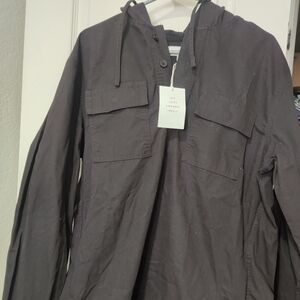 FREE ASSEMBLY - BLK Men's Hooded Popover Shirt Size M. *NWT*
